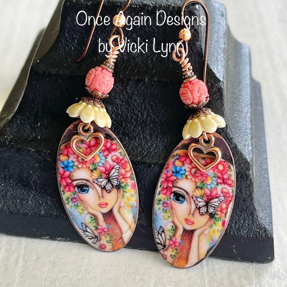 ARTISAN Earrings “Butterfly Garden Fairy” - Dangles - Picture 6 of 12
